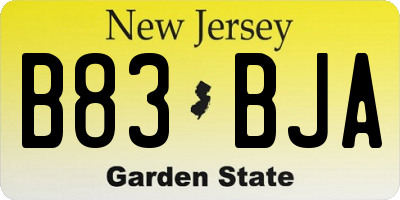 NJ license plate B83BJA