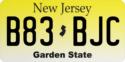 NJ license plate B83BJC