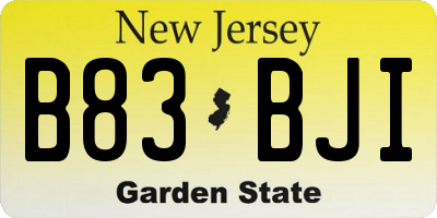 NJ license plate B83BJI