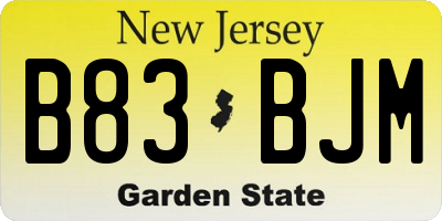 NJ license plate B83BJM