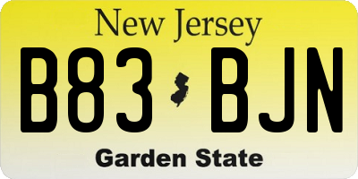 NJ license plate B83BJN