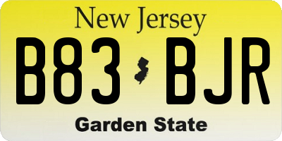 NJ license plate B83BJR