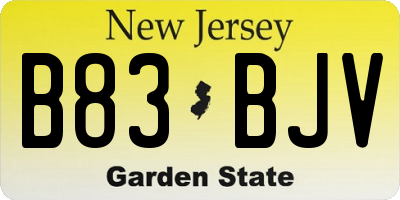 NJ license plate B83BJV