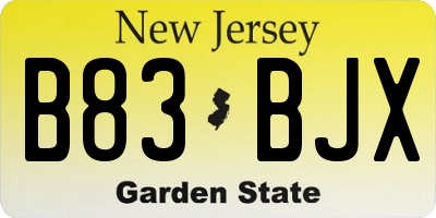 NJ license plate B83BJX