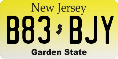 NJ license plate B83BJY