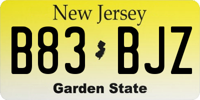 NJ license plate B83BJZ