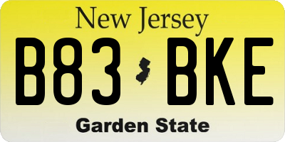 NJ license plate B83BKE