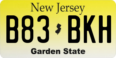 NJ license plate B83BKH