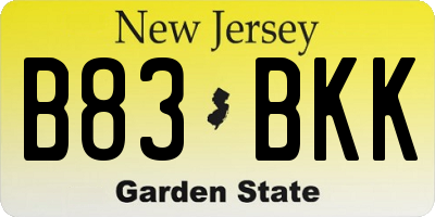 NJ license plate B83BKK