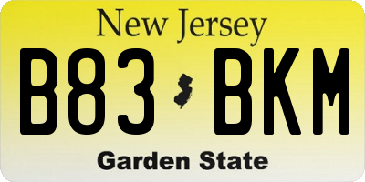 NJ license plate B83BKM