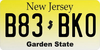 NJ license plate B83BKO