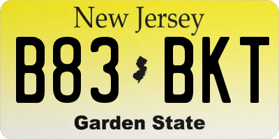 NJ license plate B83BKT