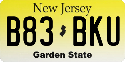 NJ license plate B83BKU