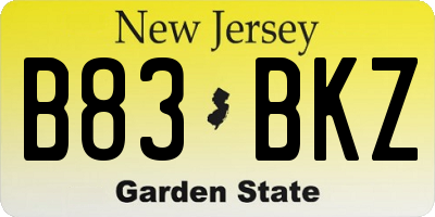 NJ license plate B83BKZ