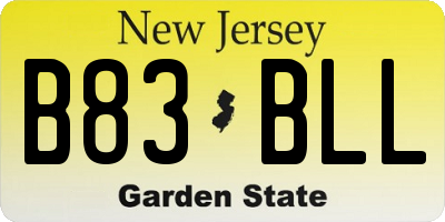 NJ license plate B83BLL