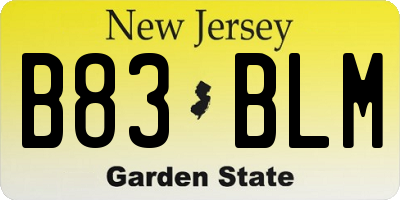 NJ license plate B83BLM