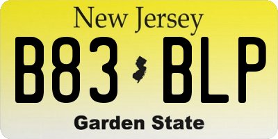 NJ license plate B83BLP