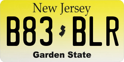 NJ license plate B83BLR