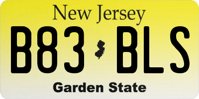 NJ license plate B83BLS