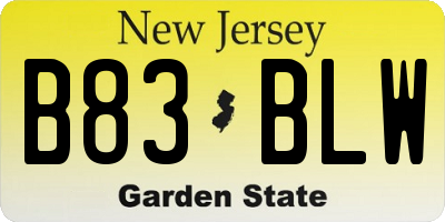 NJ license plate B83BLW