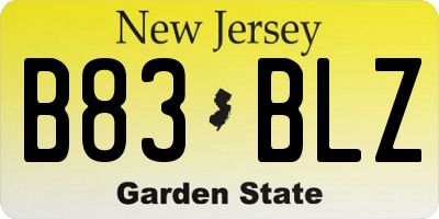 NJ license plate B83BLZ