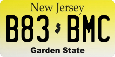 NJ license plate B83BMC