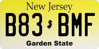 NJ license plate B83BMF