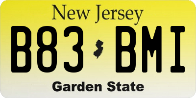 NJ license plate B83BMI