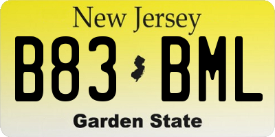 NJ license plate B83BML