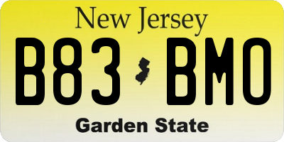 NJ license plate B83BMO