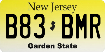 NJ license plate B83BMR