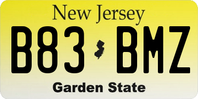 NJ license plate B83BMZ