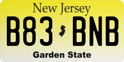 NJ license plate B83BNB