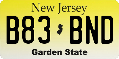 NJ license plate B83BND