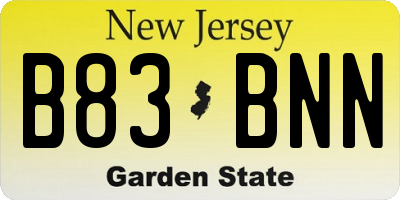 NJ license plate B83BNN