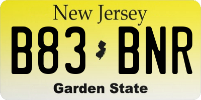 NJ license plate B83BNR