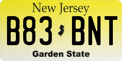 NJ license plate B83BNT