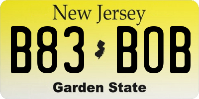 NJ license plate B83BOB