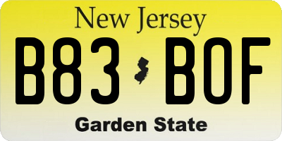 NJ license plate B83BOF