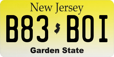 NJ license plate B83BOI