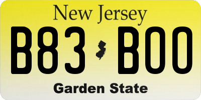 NJ license plate B83BOO