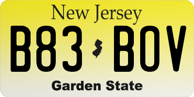 NJ license plate B83BOV