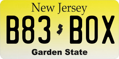 NJ license plate B83BOX