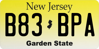 NJ license plate B83BPA