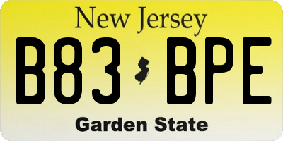 NJ license plate B83BPE
