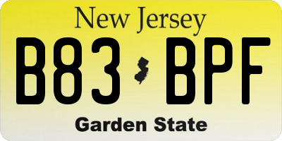 NJ license plate B83BPF