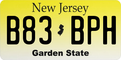 NJ license plate B83BPH