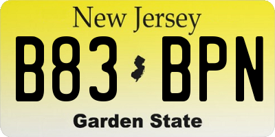NJ license plate B83BPN