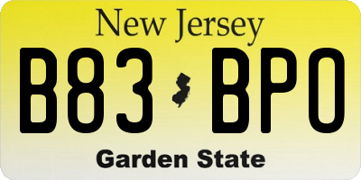 NJ license plate B83BPO