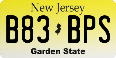 NJ license plate B83BPS